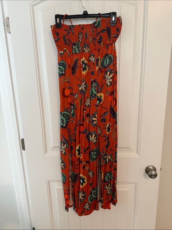 Maeve Dresses & Skirts - Orange Floral Strapless Maxi Dress